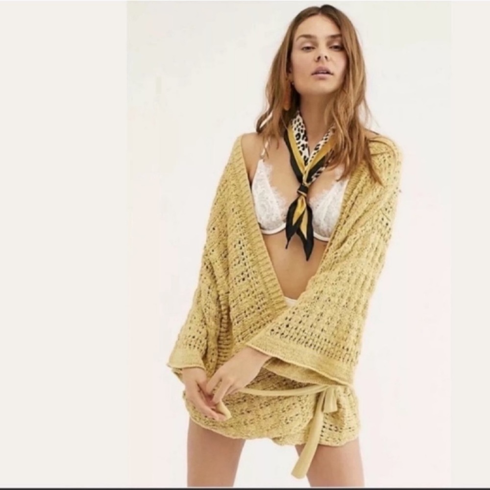 Free People Yellow Crocheted Sweater